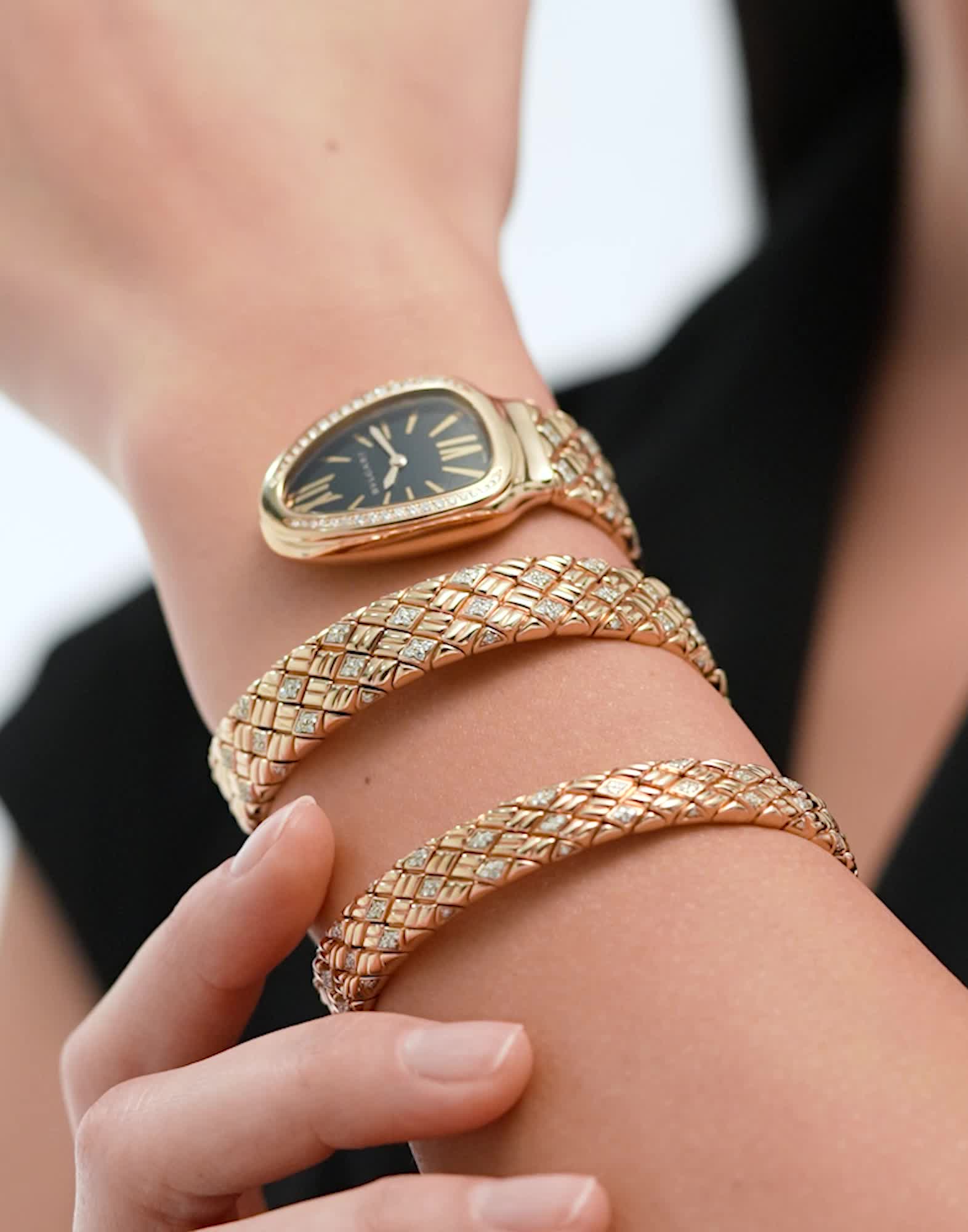 Rose gold Serpenti Spiga Watch Gold with Diamonds SERPENTI-SPIGA