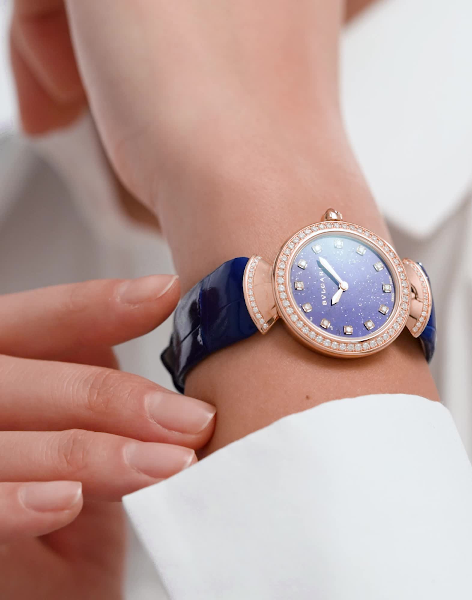 Rose gold Divas' Dream Watch Blue, Gold with Lapis Lazuli 103261