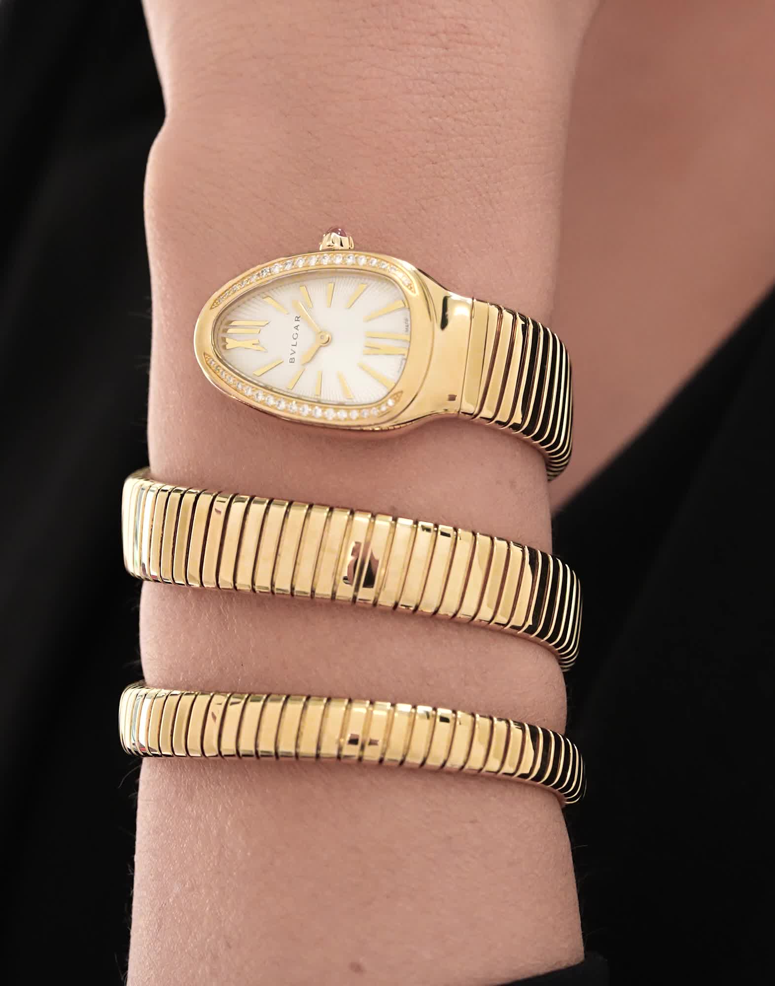 Yellow gold Serpenti Tubogas Watch Yellow with Diamonds 101923