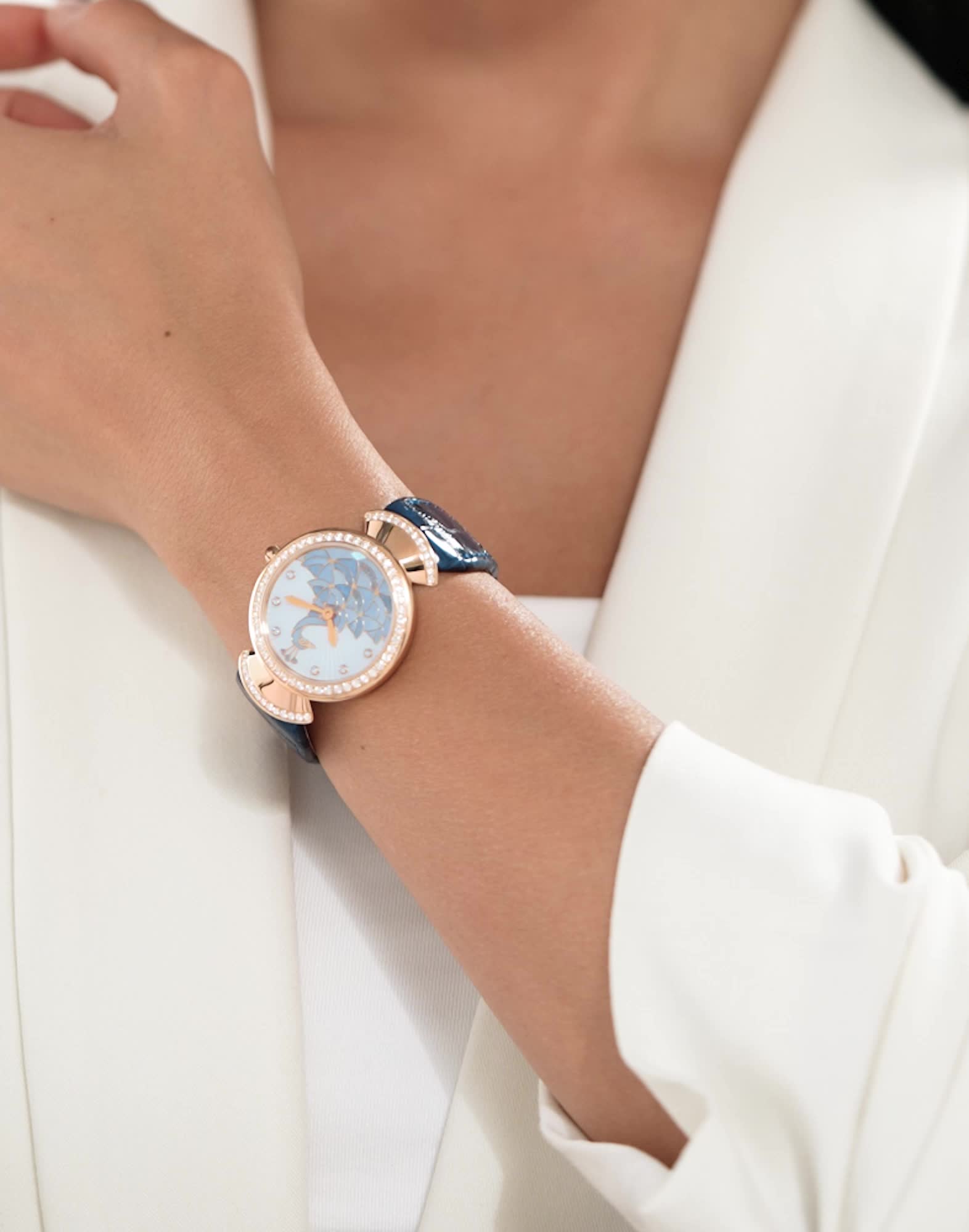 Rose gold Divas' Dream Watch White with Diamonds 103769 | Bvlgari