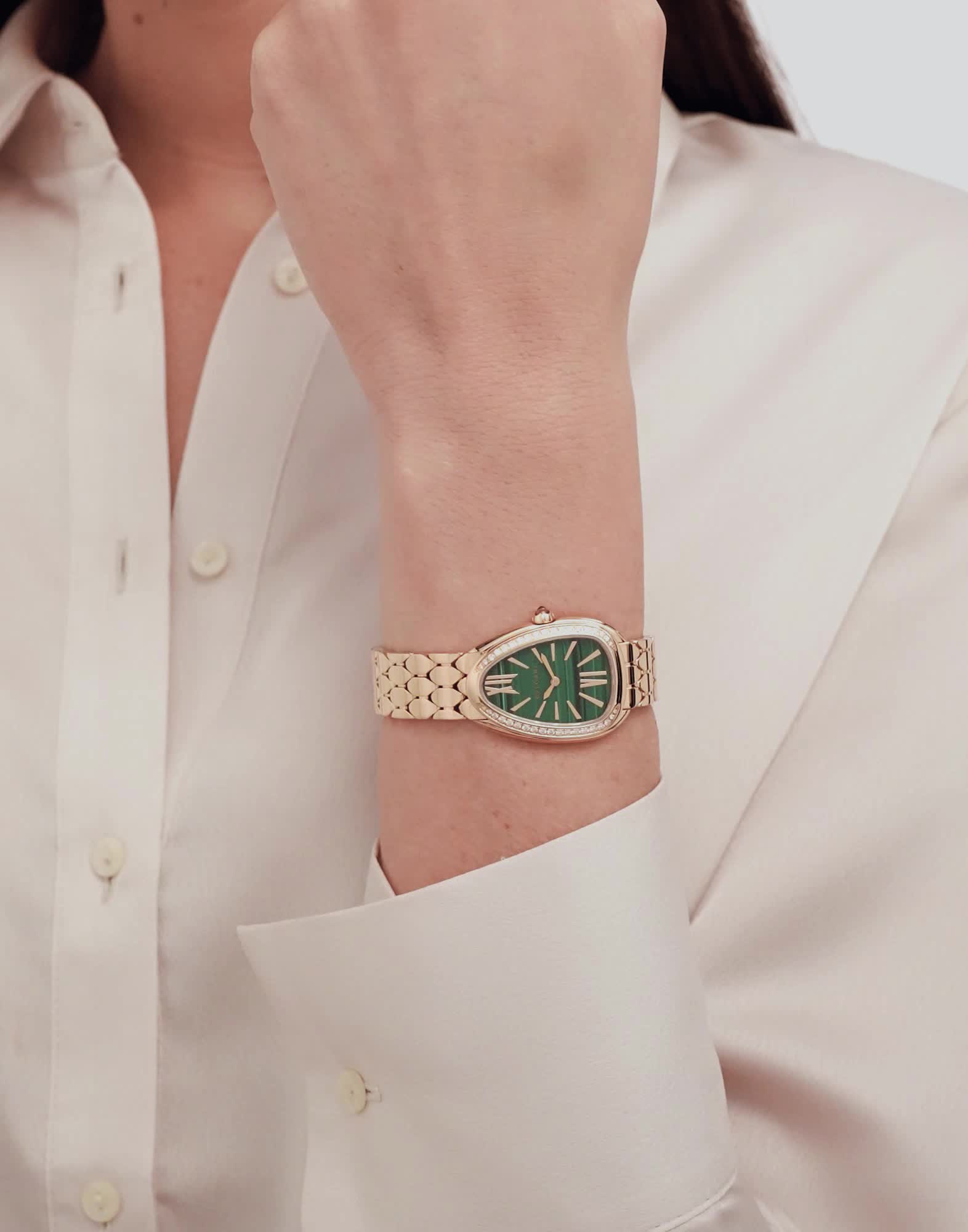 Rose gold Serpenti Seduttori Watch Green with Diamonds 103944