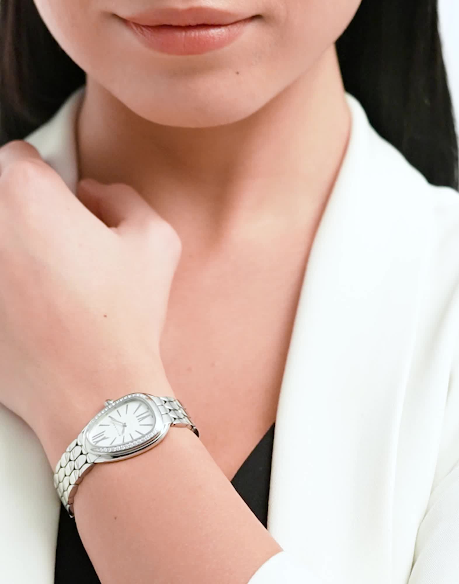 Steel Serpenti Seduttori Watch with Diamonds 103949 | Bvlgari
