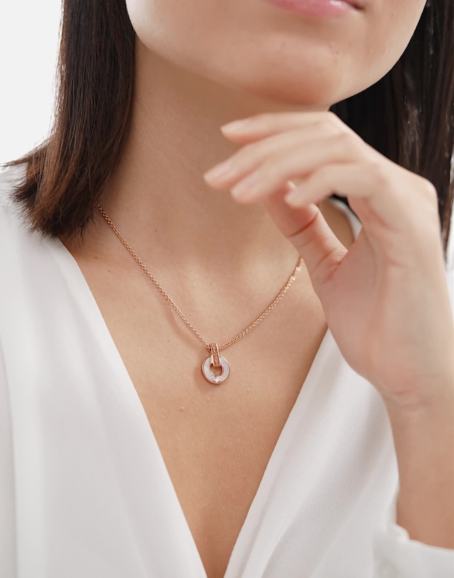 Rose gold Bvlgari Bvlgari Necklace with 0.06 ct Diamonds, Mother