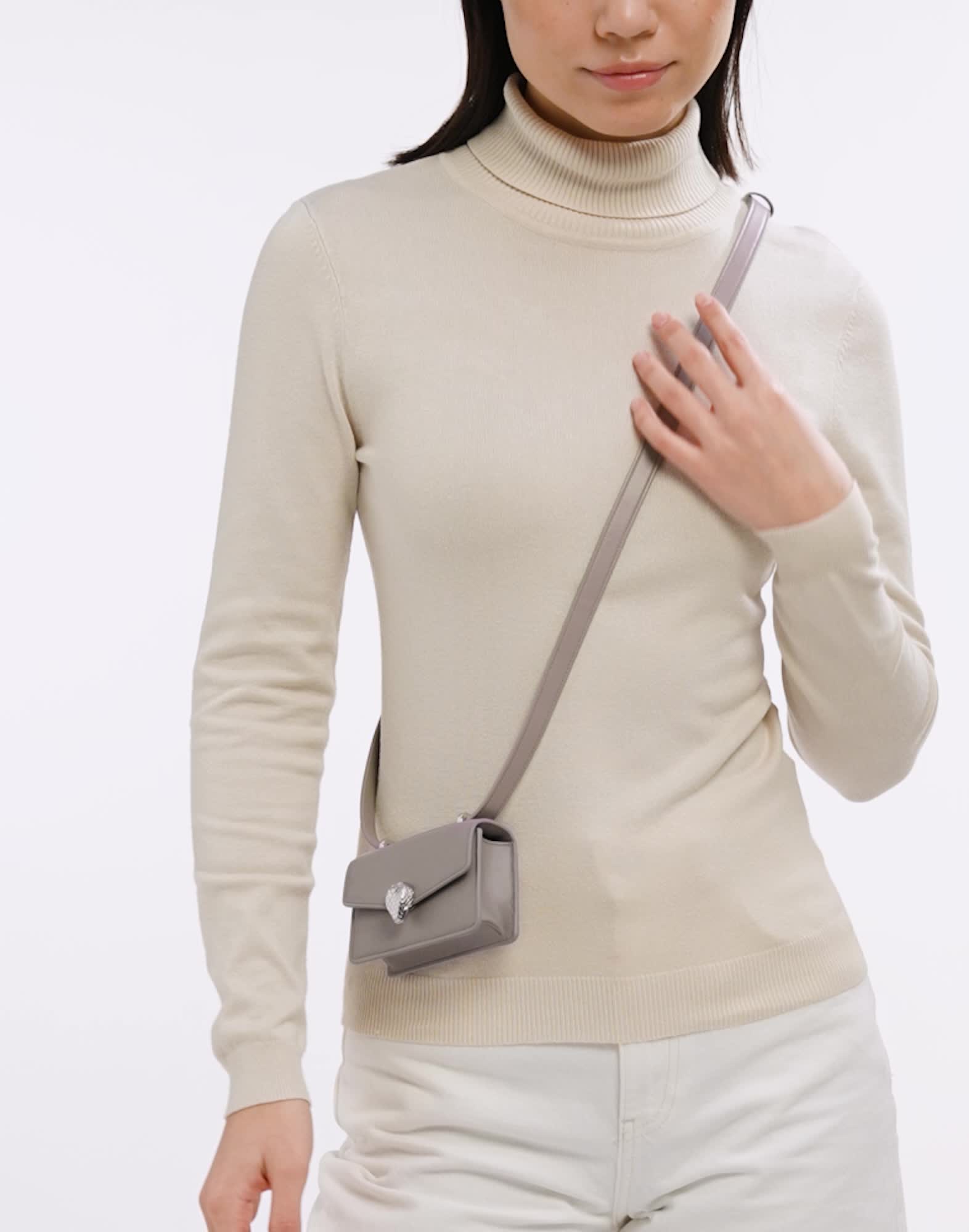 Grey Calf leather Serpenti Forever Micro Bag 294318 | Bvlgari