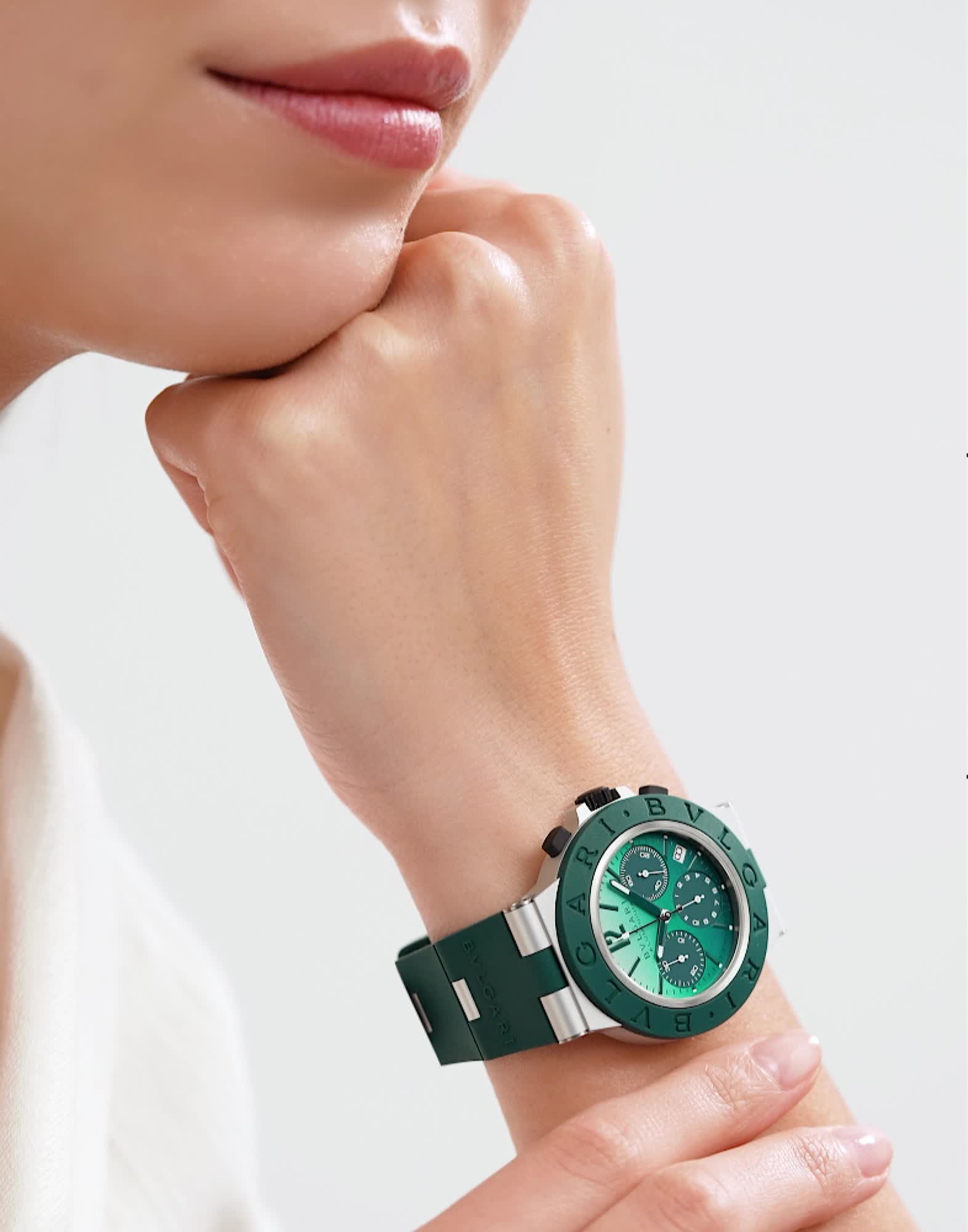 Bvlgari Aluminium Smeraldo Relógio Aluminium Titanium 104076