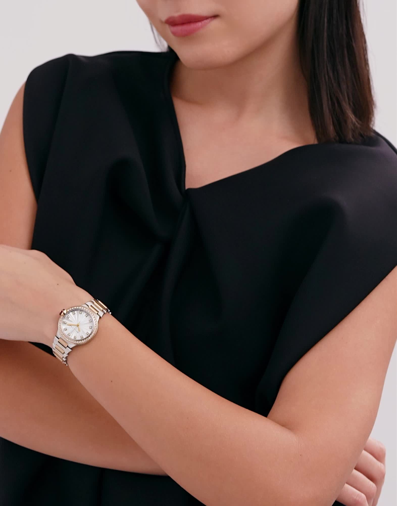 Rose gold and steel Lvcea Watch with Diamonds 103825 | Bvlgari