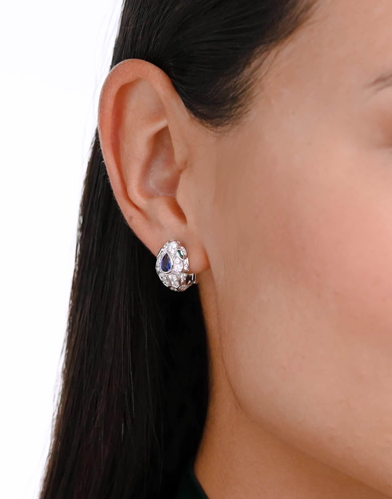 White gold Serpenti Seduttori Earrings with 1.67 ct Emeralds