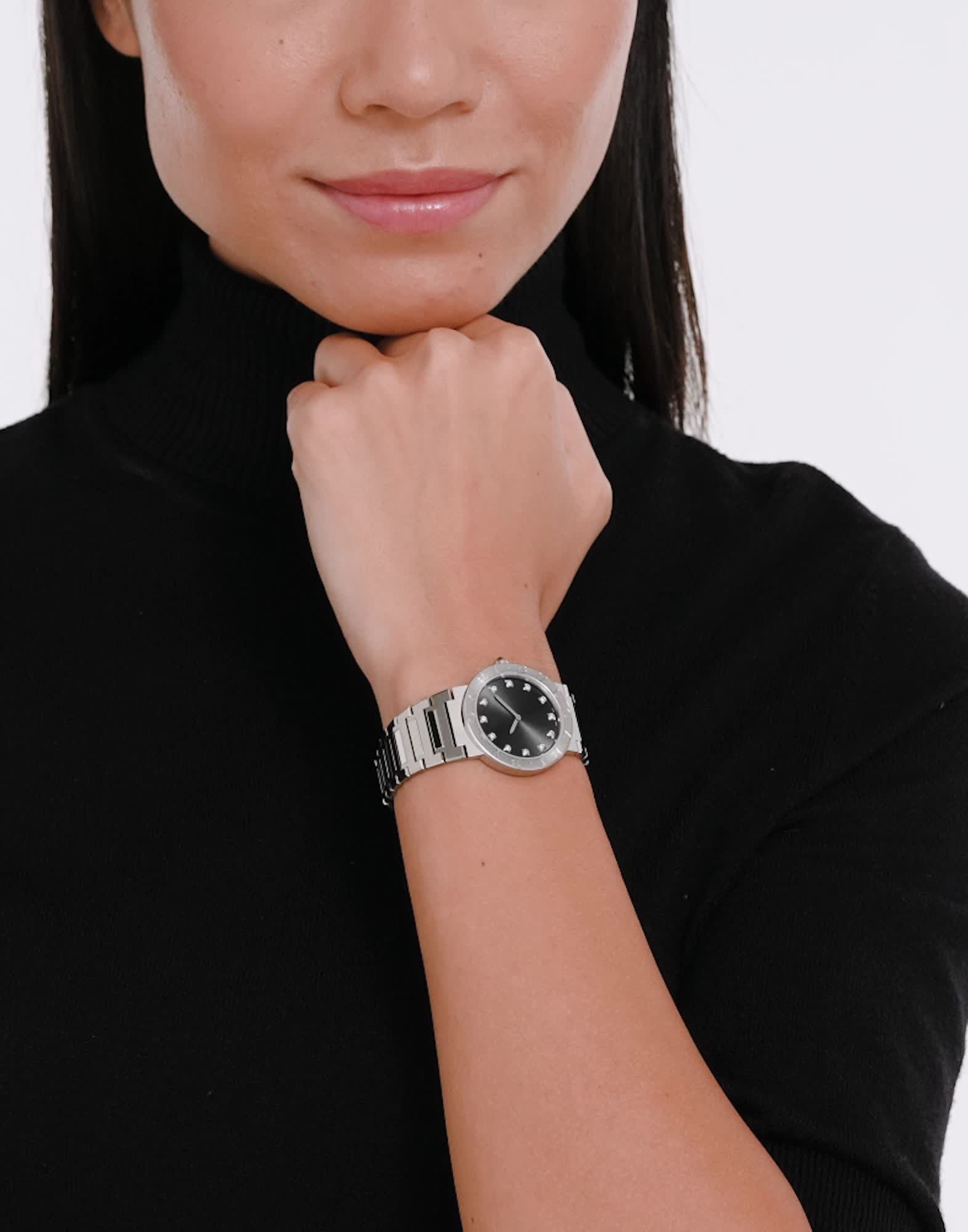 スティール ブルガリ・ブルガリ ウォッチ グレー に ダイヤモンド