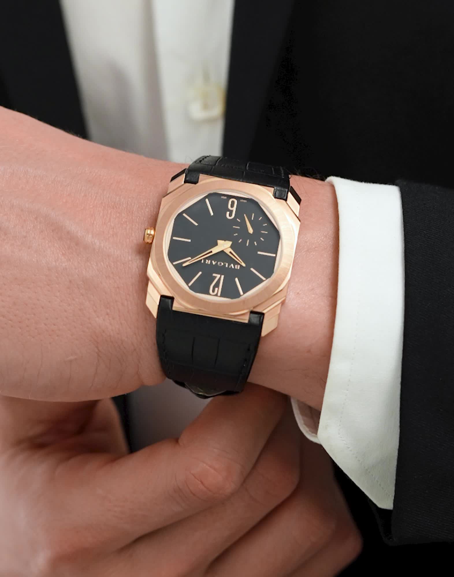 ピンクゴールド オクト フィニッシモ ウォッチ ブラック, ゴールド