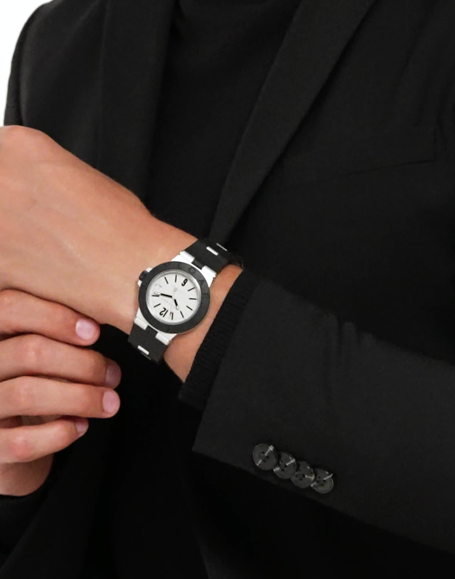 アルミニウムチタン ブルガリ アルミニウム ウォッチ グレー 103382