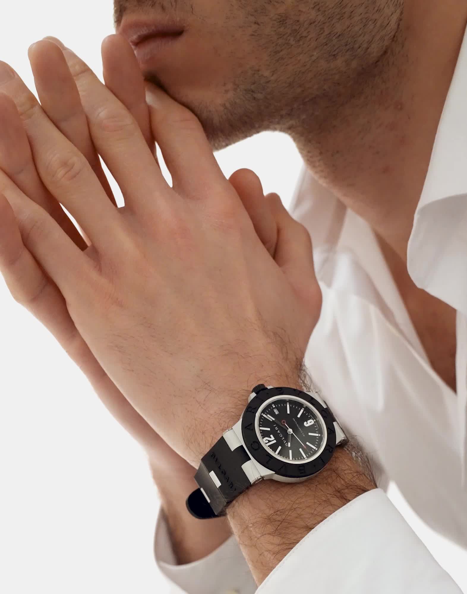 アルミニウムチタン ブルガリ アルミニウム ウォッチ ブラック 103445