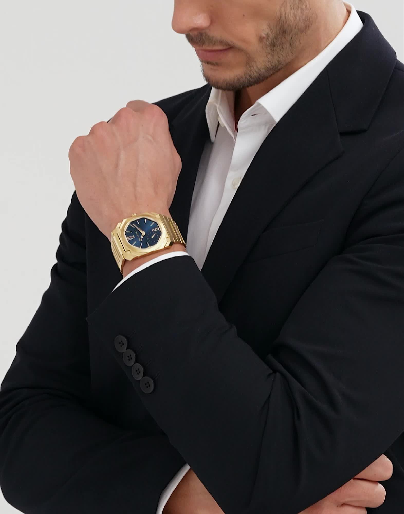 イエローゴールド オクト フィニッシモ ウォッチ ブルー 103812 | ブルガリ