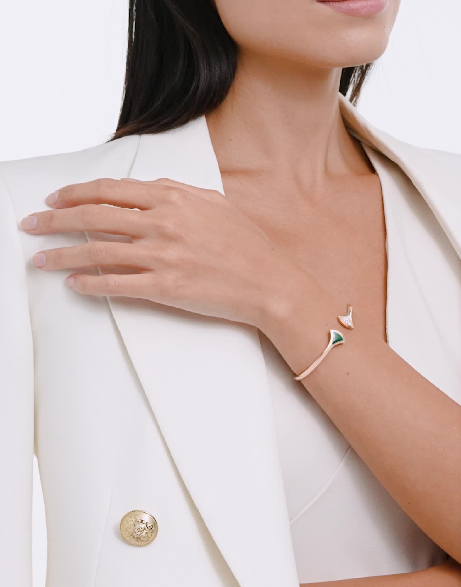 Rose gold Divas' Dream Bracelet with 0.16 ct Diamonds, Malachite
