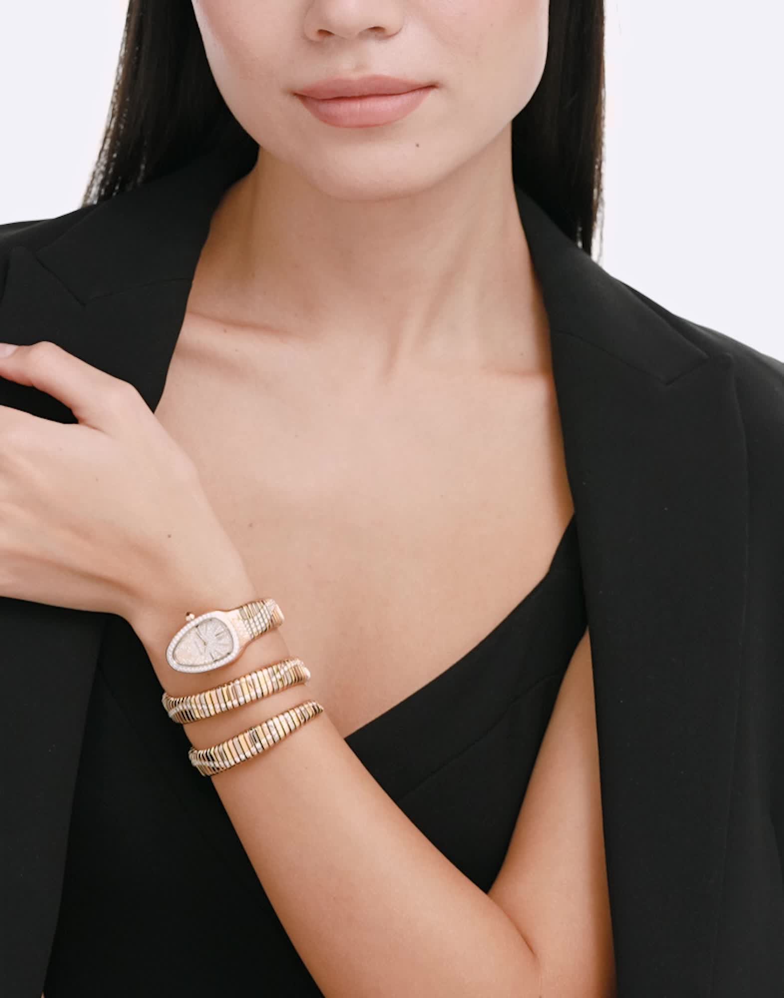 Rose gold, White gold, Yellow gold Serpenti Tubogas Watch with
