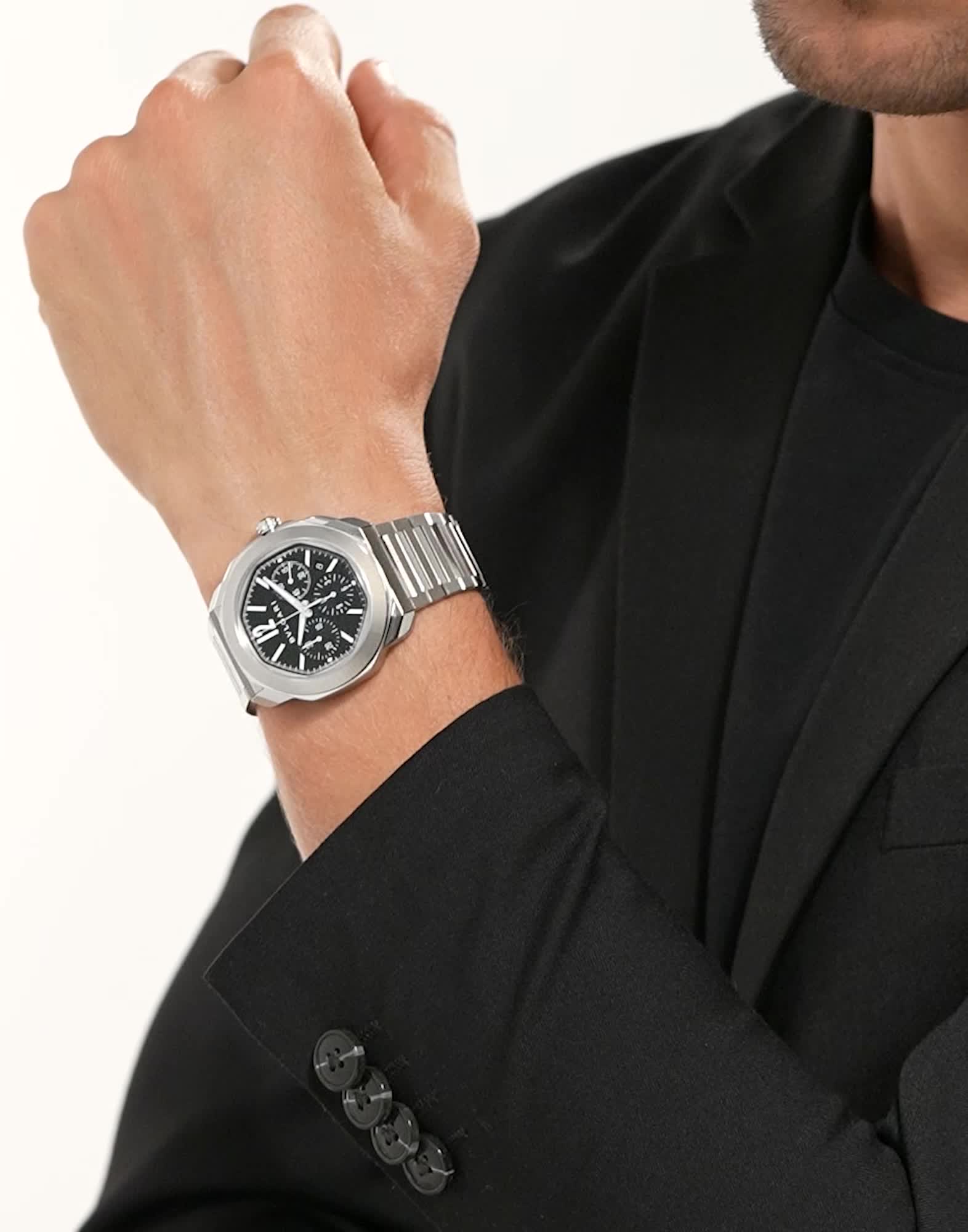 スティール オクト ローマ ウォッチ ブラック 103471 | ブルガリ