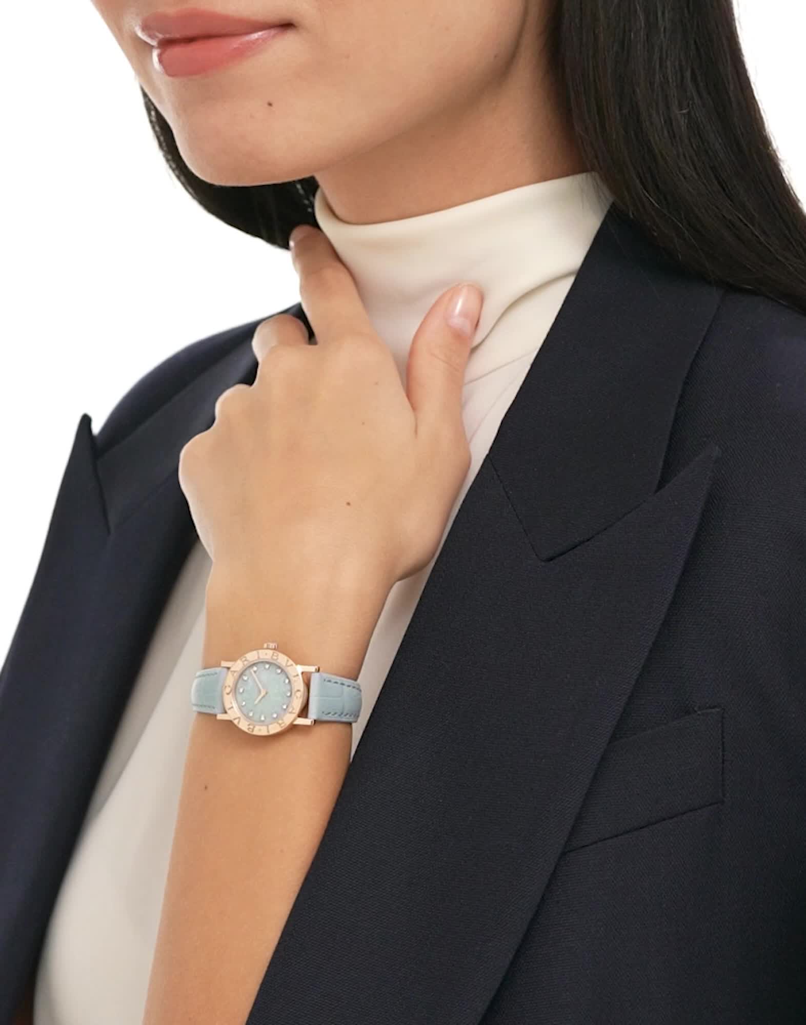 ピンクゴールド ブルガリ・ブルガリ ウォッチ ライトブルー に