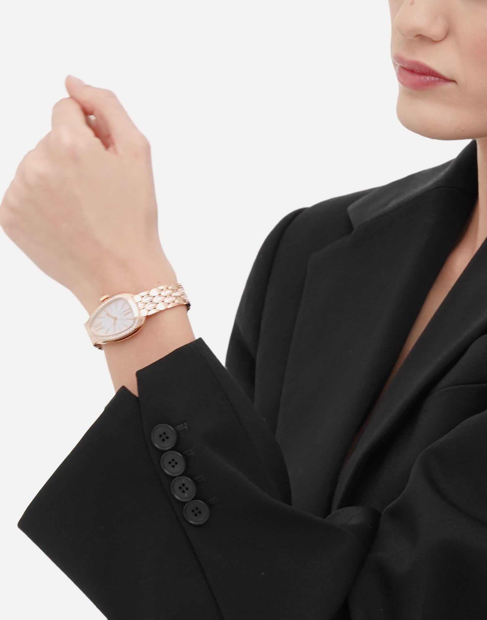 Rose gold Serpenti Seduttori Watch White with Diamonds 103902