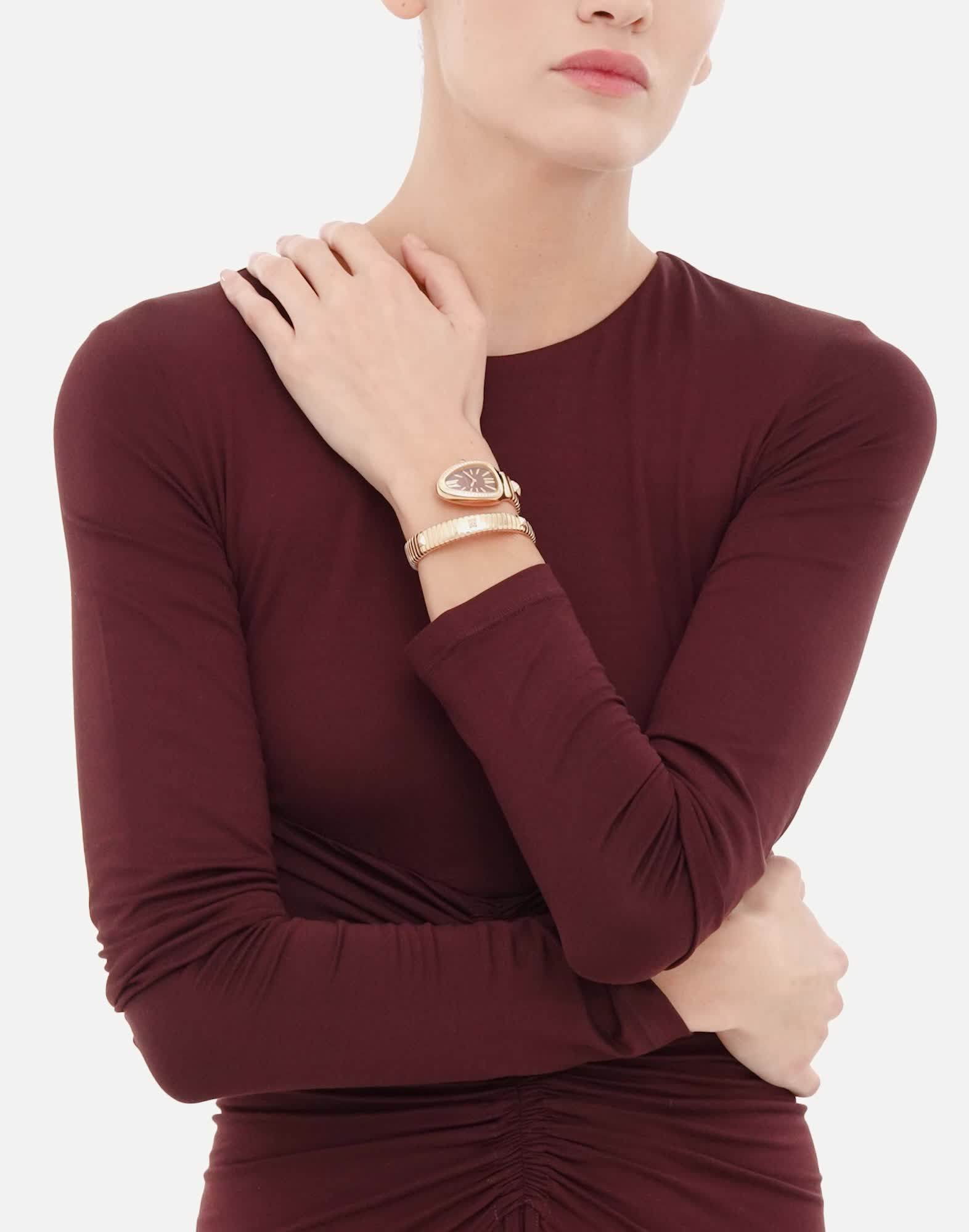 Yellow gold Serpenti Tubogas Watch Red with Carnelian 104302 | Bvlgari